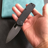 KUBEY KU2104 Hyde Liner Lock Folding Knife black G10 Handle 2.95" Dark Stonewashed 14C28N